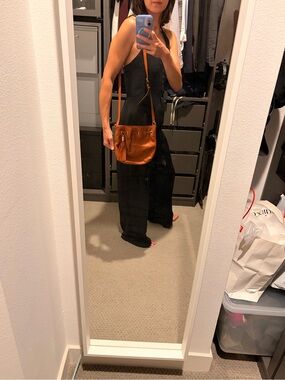 Michael Kors Orange Leather Bucket Crossbody